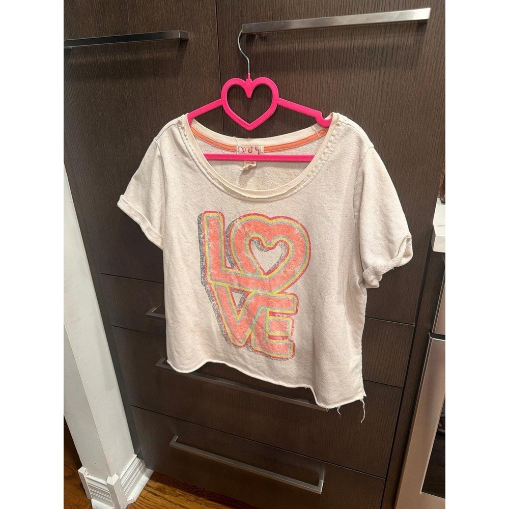 OP off-white short-sleeve crop tee "LOVE" heart shirt women's xxl